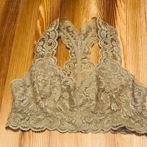 Serra Lace Fairy Bralette M Sage Racerback Stretch Comfy